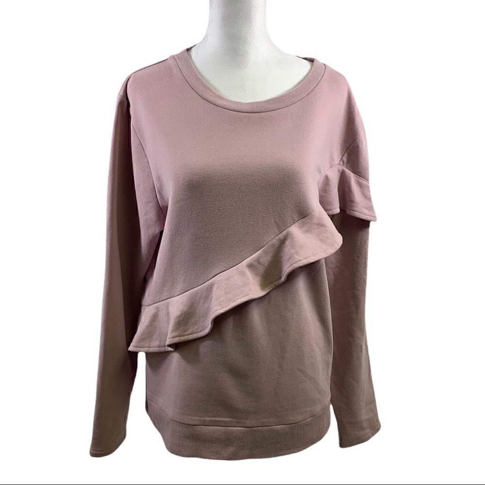 Tularosa Melodie Pink Ruffled Sweatshirt Size M